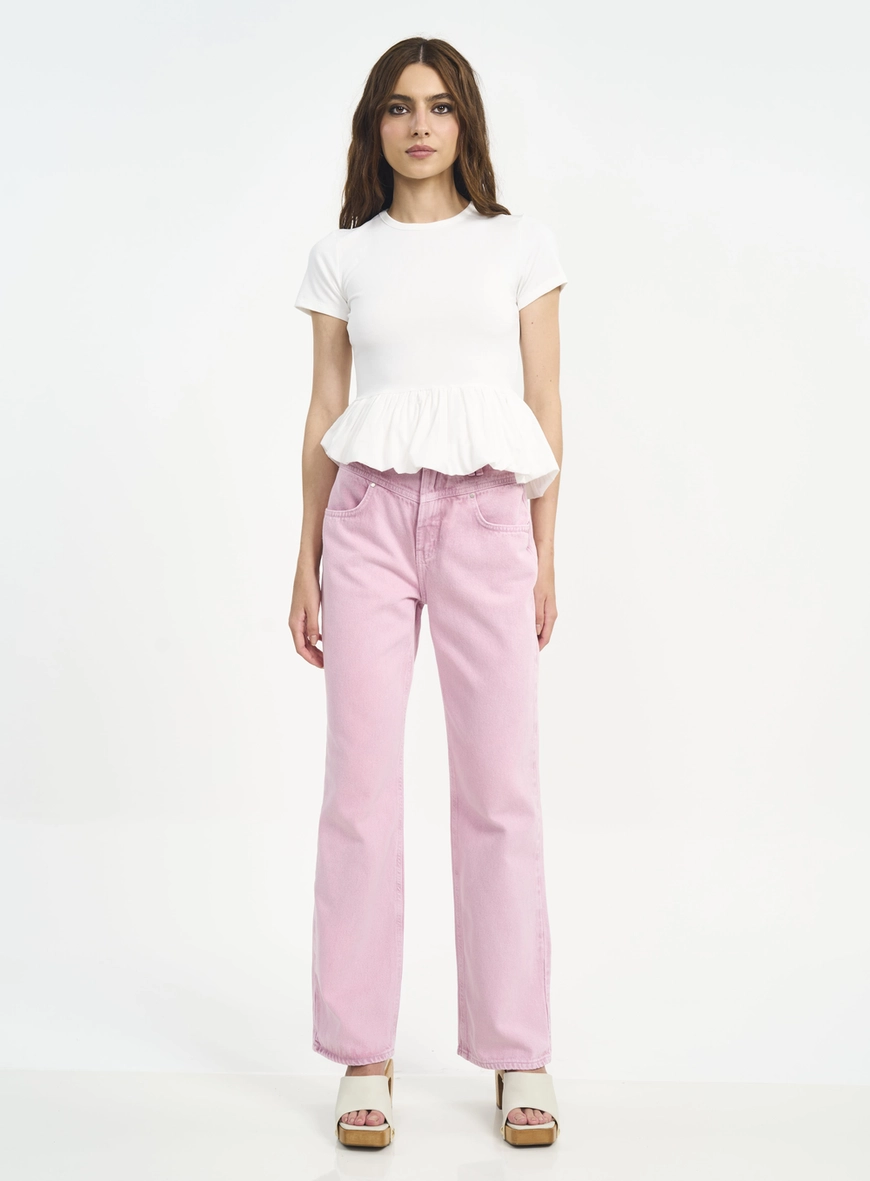 Calça Feminina Jeans Reta Com Bolsos