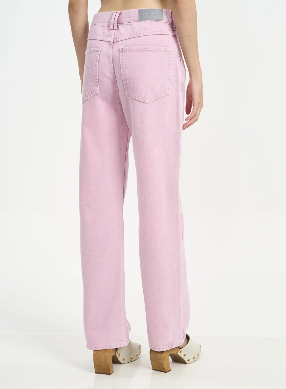 Calça Feminina Jeans Reta Com Bolsos Roxo