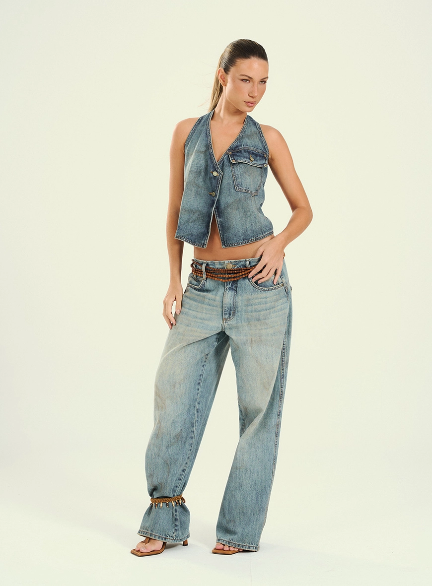Colete Feminino Jeans Abertura Nas Costas Índigo 4