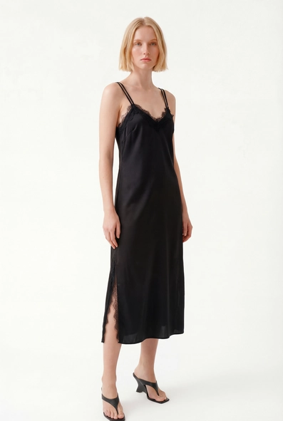 Vestido Midi Sleep Detalhes Em Renda