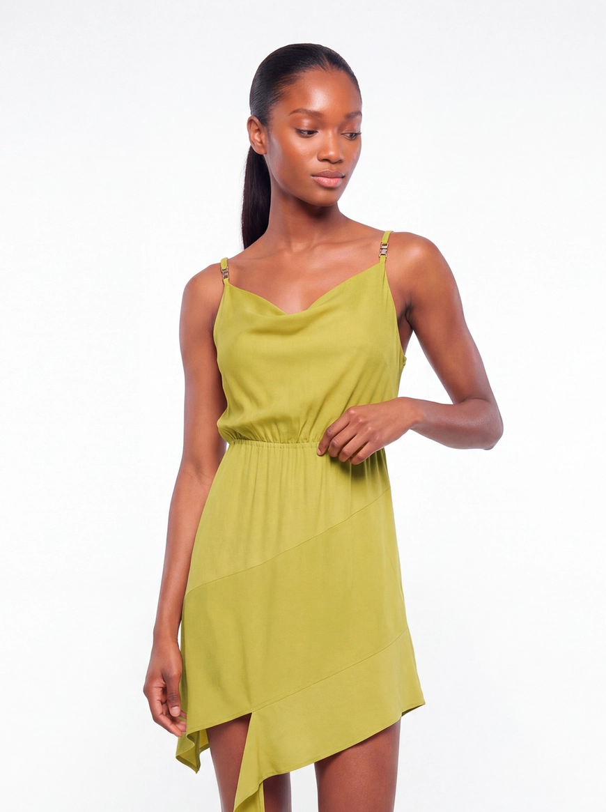 Vestido Curto Barra Assimétrica - Comfort Verde 3