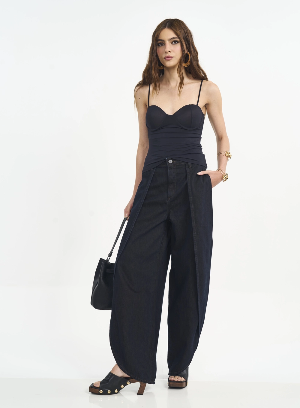 Calça Jeans Joana Com Sobreposição E Fendas Índigo