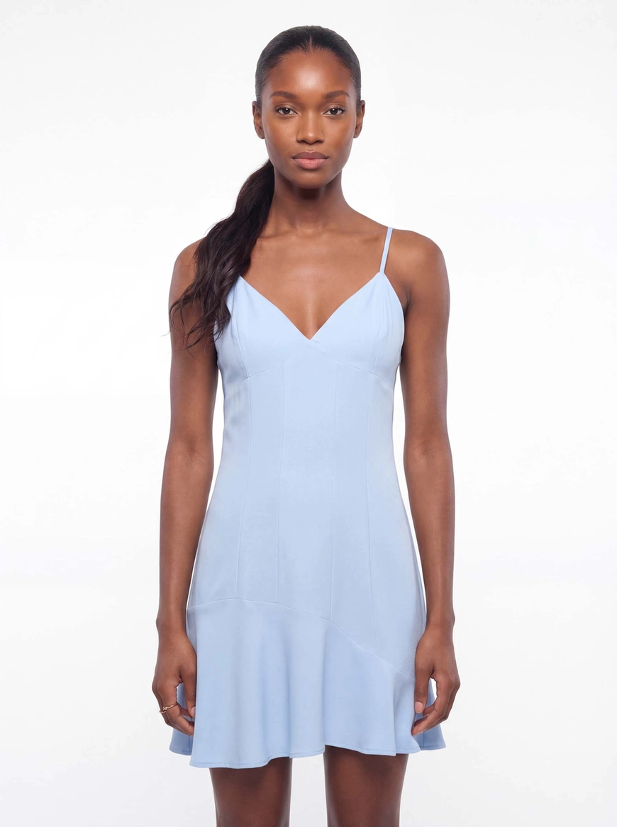 Vestido Curto Slim Decote V Azul Tranquile Blue 3