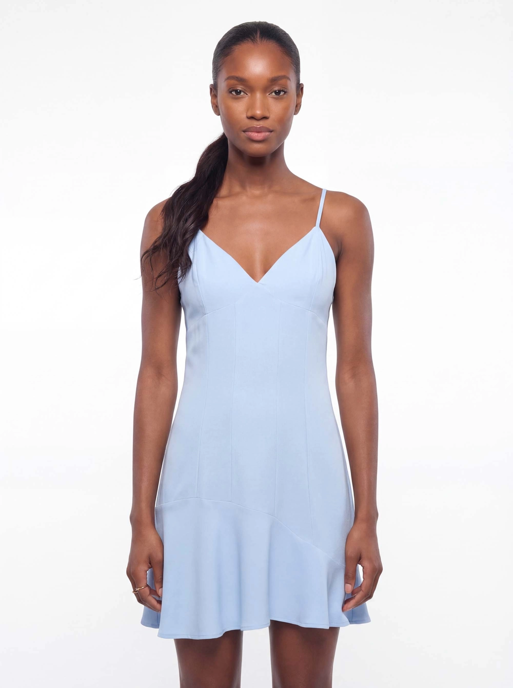 Vestido Curto Slim Decote V Azul Tranquile Blue 3