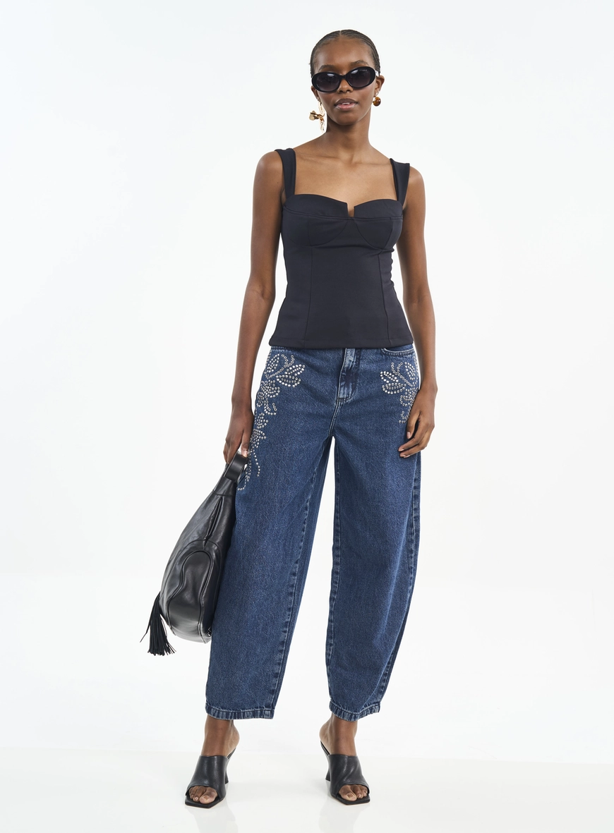 Calça Jeans Joana Barril Com Aplicação De Tachas
