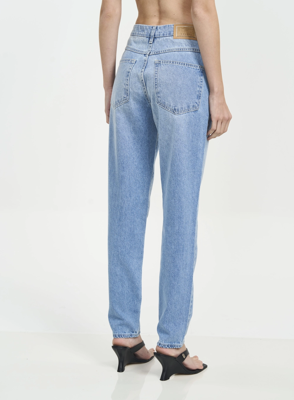 Calça Feminina Jeans Reta Com Cristais E Cintura Índigo