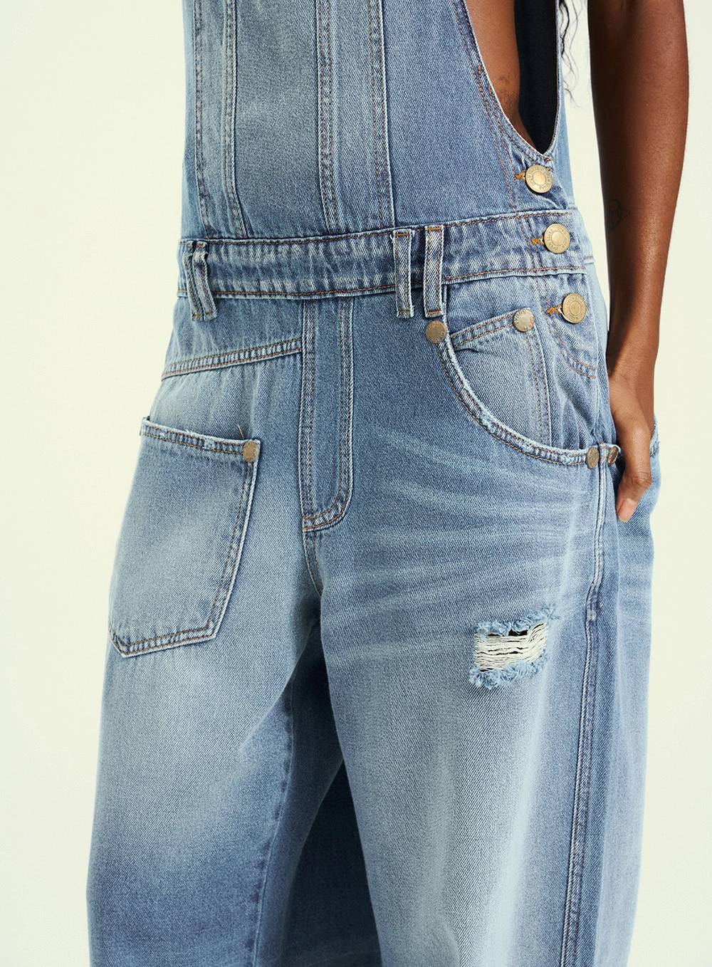 Jardineira Feminino Longo Jeans Com Bolsos Índigo 3