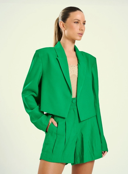 Blazer Feminino Alfaiataria Cropped