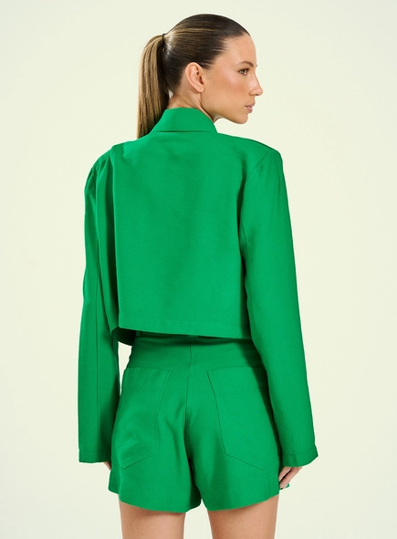 Blazer Feminino Alfaiataria Cropped