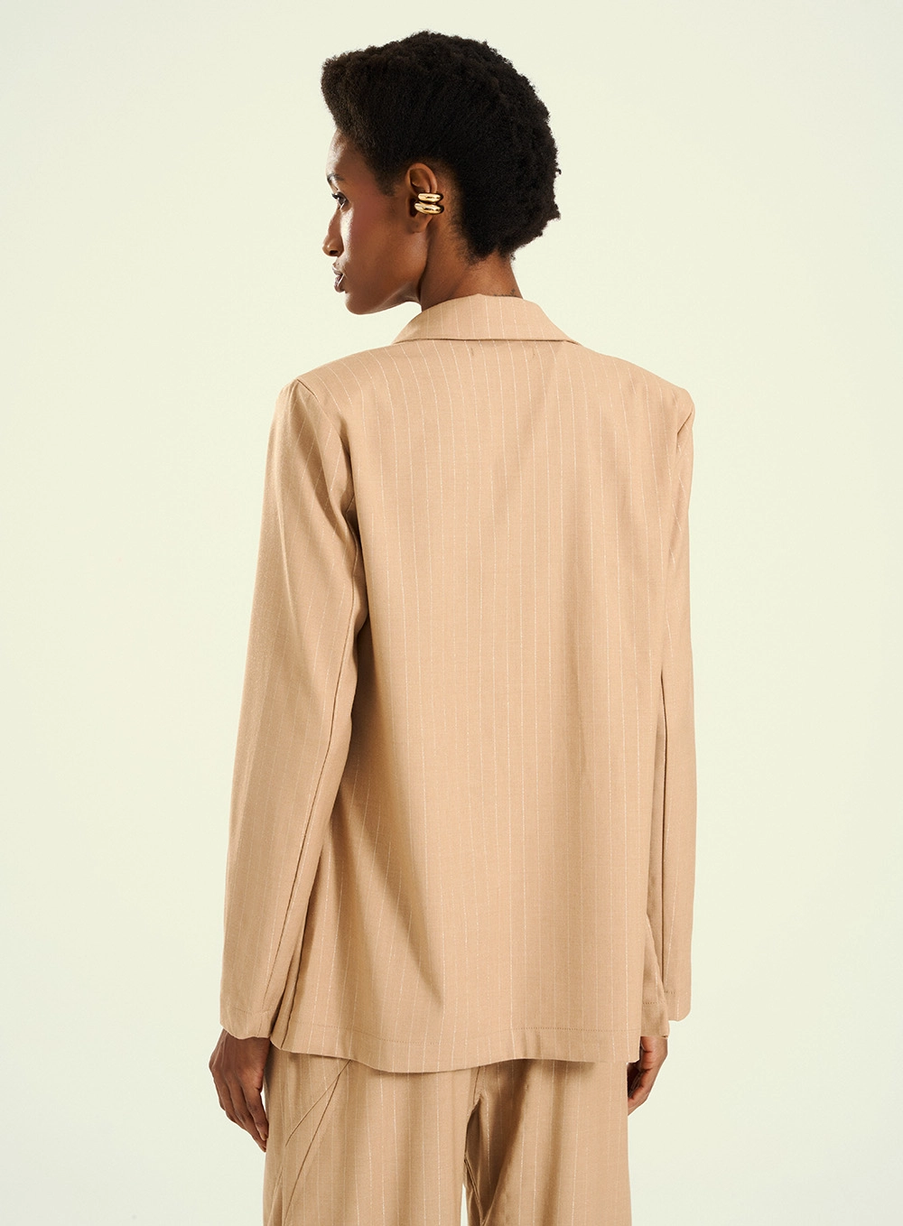 Blazer Feminino Alfaiataria Estampado Bege 2