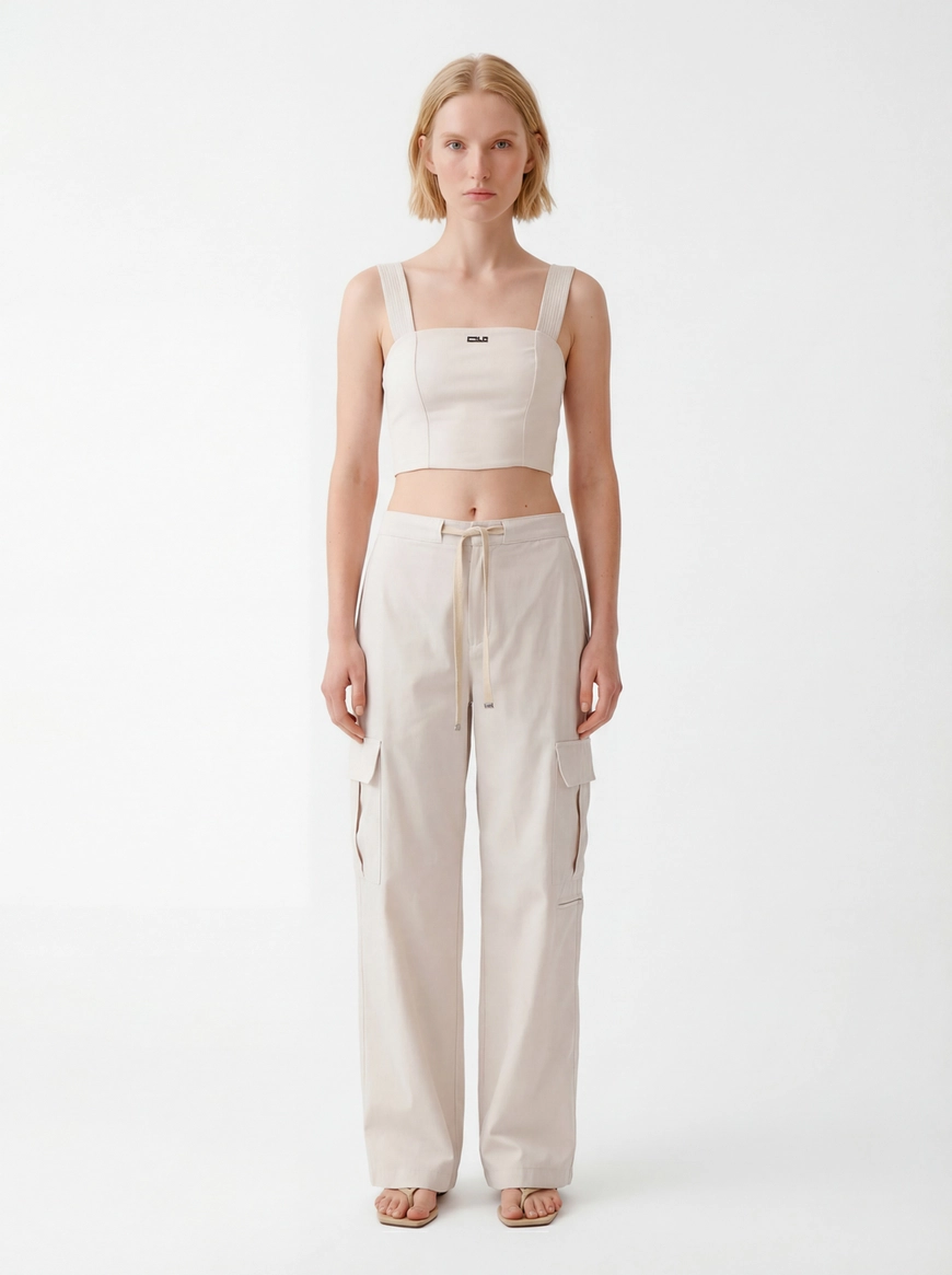Top Slim Com Cadarço Bege Italian 3