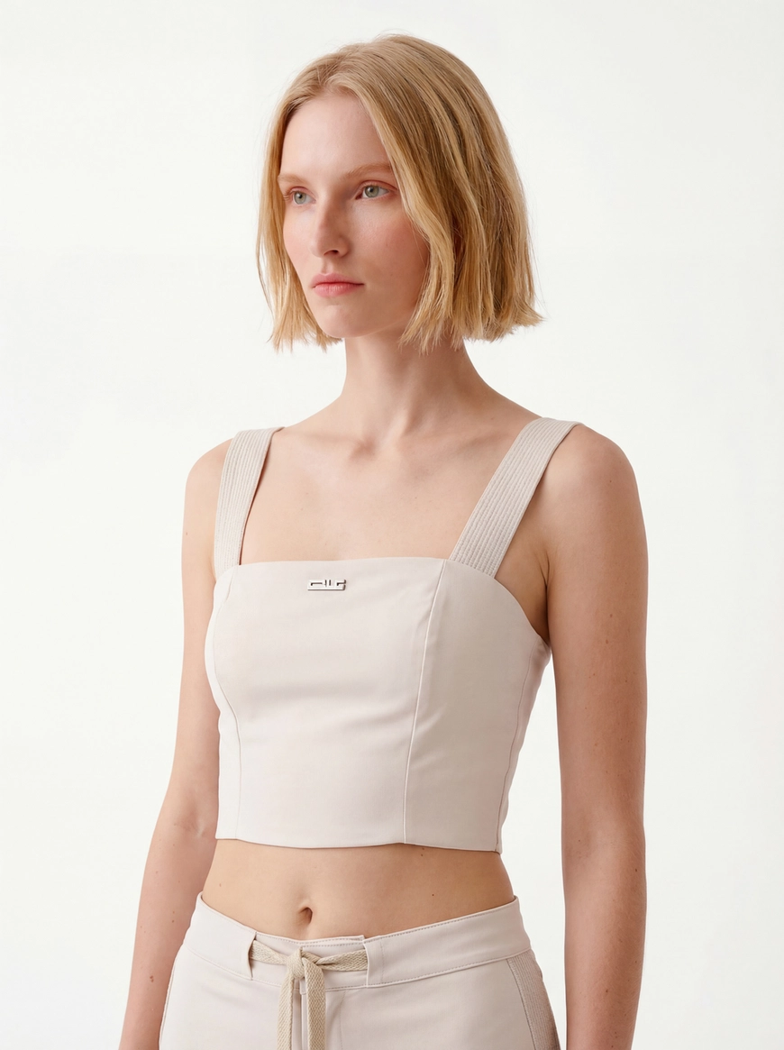 Top Slim Com Cadarço Bege Italian 1