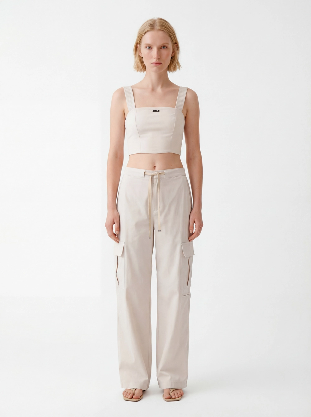 Top Slim Com Cadarço Bege Italian 3