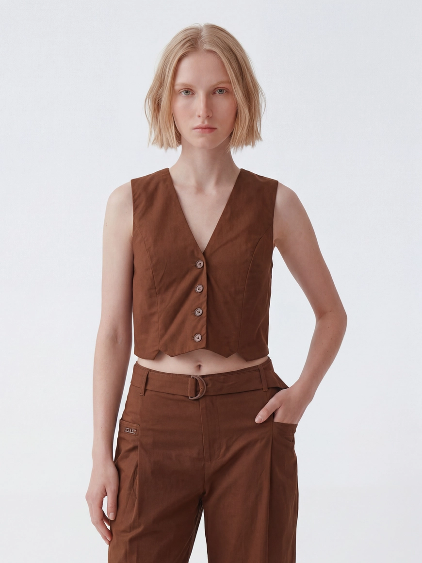 Colete Alfaiataria Comfort Feminino Marrom 3