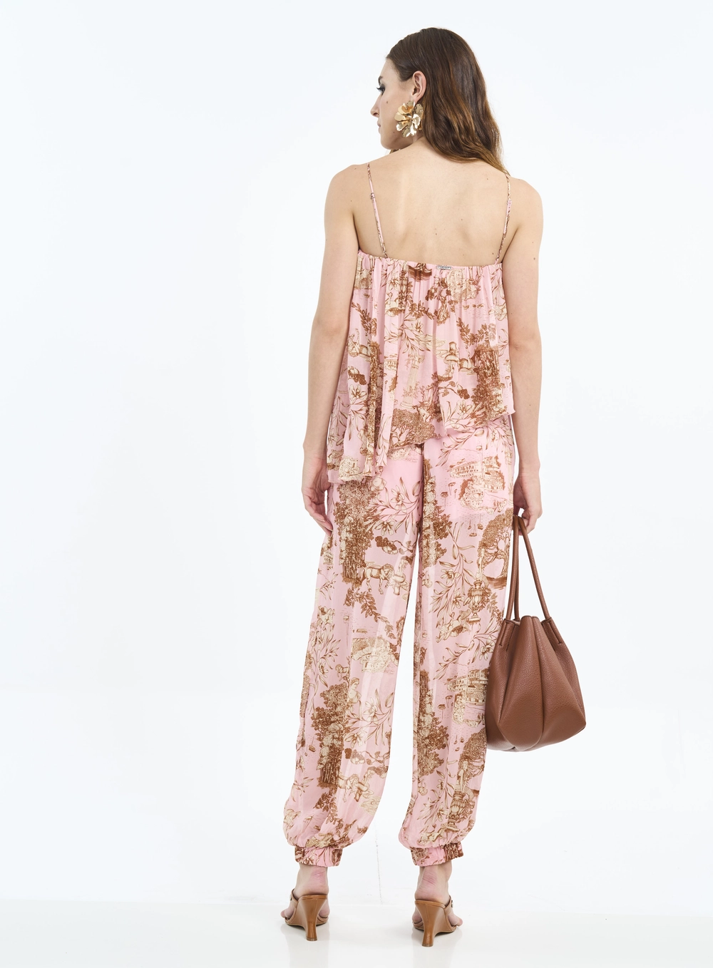 Calça Feminina Fluida Com Estampa E Elástico Estampados