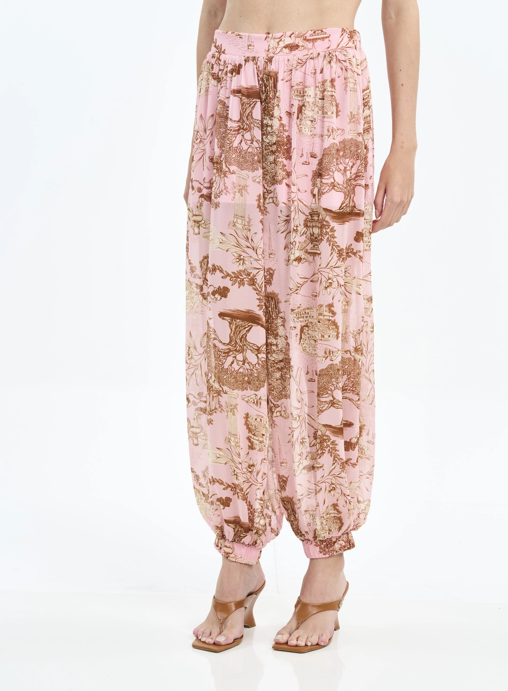 Calça Feminina Fluida Com Estampa E Elástico Estampados