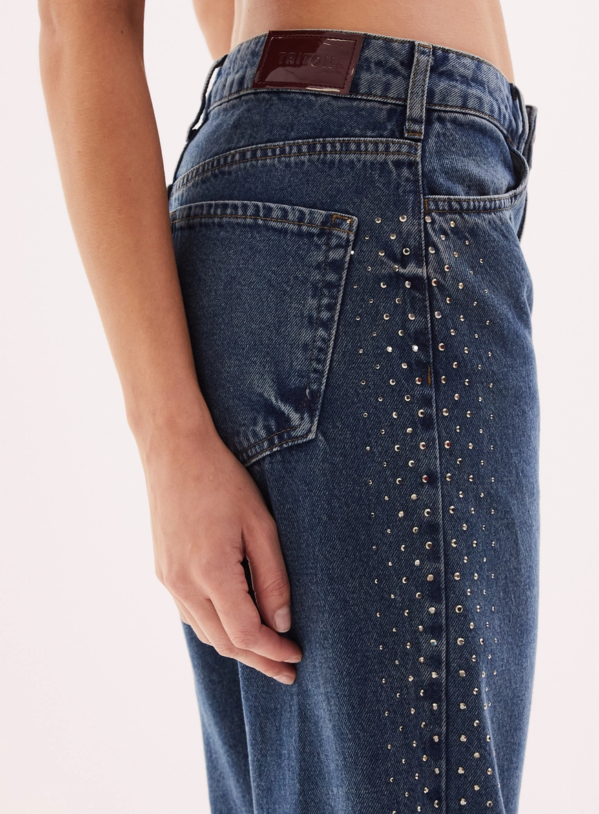 Calça Jeans Feminina Com Aplicação - Laura Índigo 3