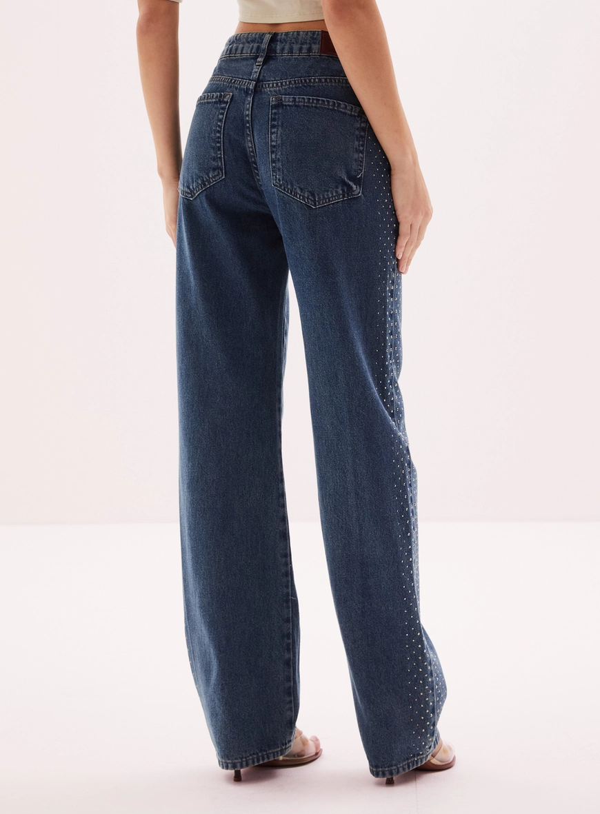 Calça Jeans Feminina Com Aplicação - Laura Índigo 4