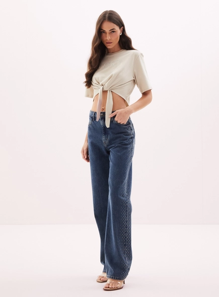 Calça Jeans Feminina Com Aplicação - Laura