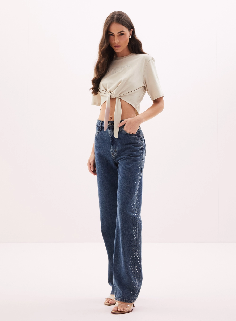 Calça Jeans Feminina Com Aplicação - Laura Índigo 1