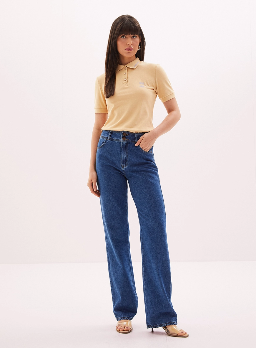 Calça Jeans Wide Leg Feminina - Laura Indigo 1
