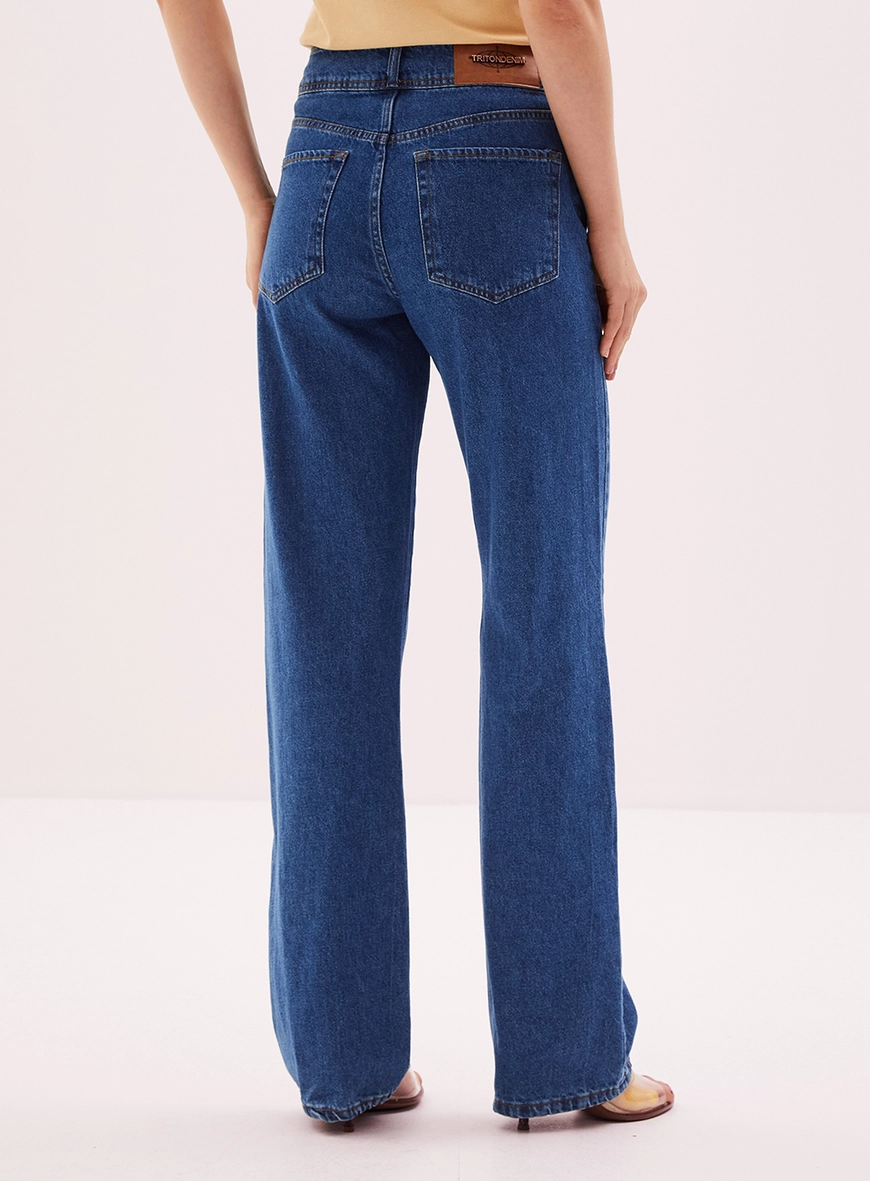 Calça Jeans Wide Leg Feminina - Laura Indigo 4