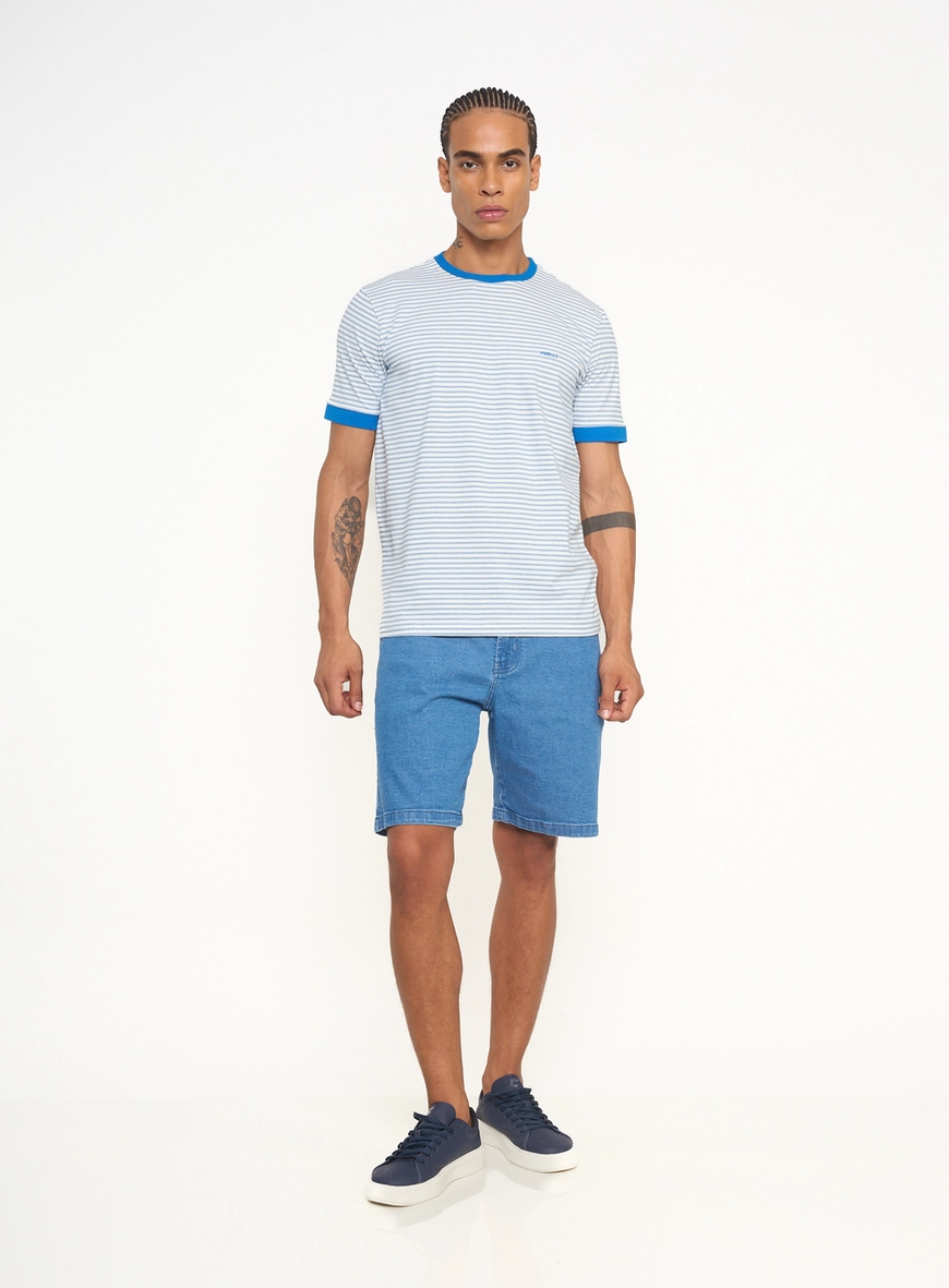 Bermuda Reta Jeans Com Bolsos