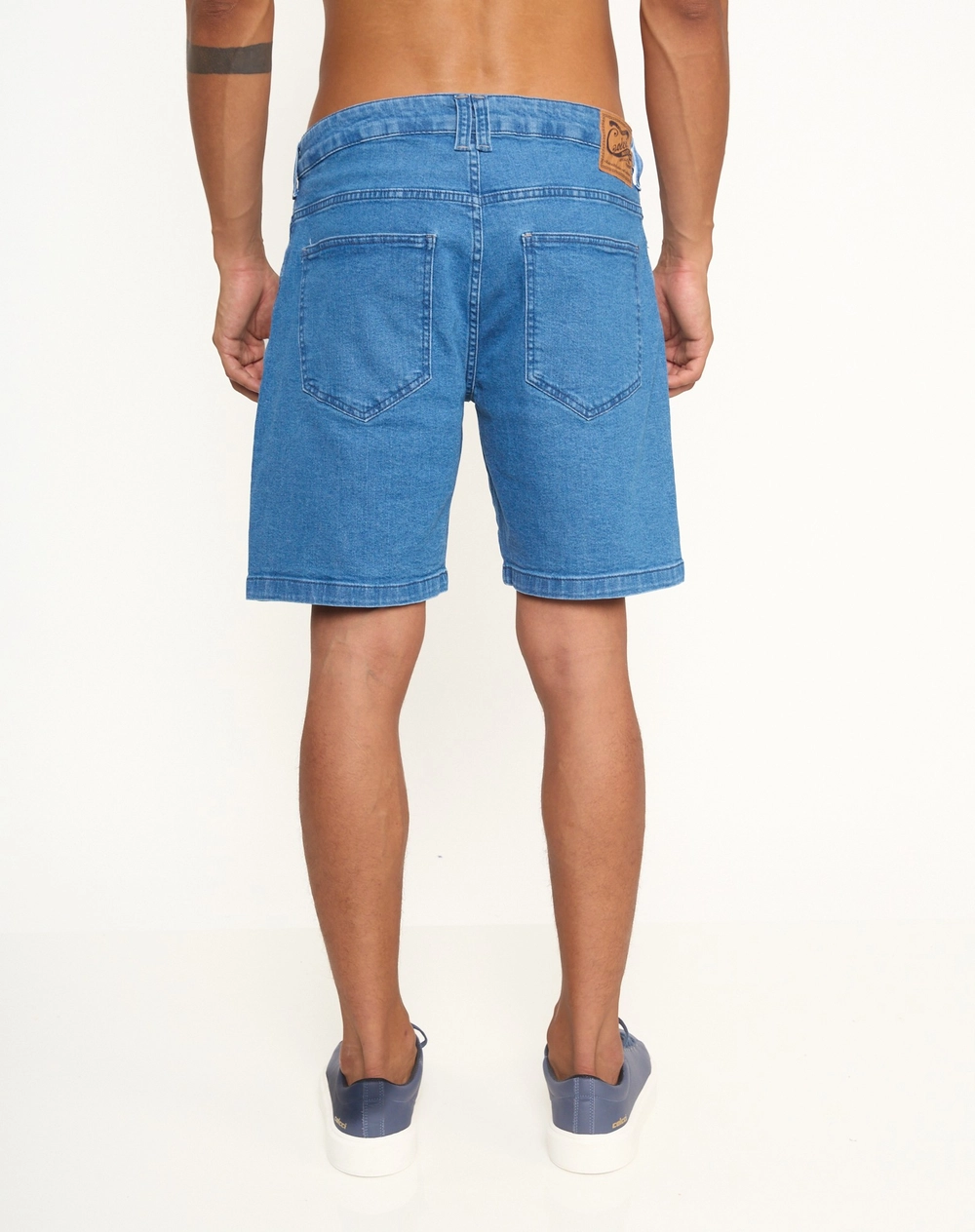 Bermuda Reta Jeans Com Bolsos Índigo
