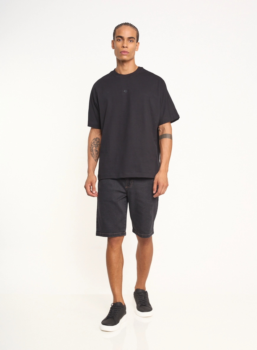 Bermuda Reta Jeans Com Bolsos