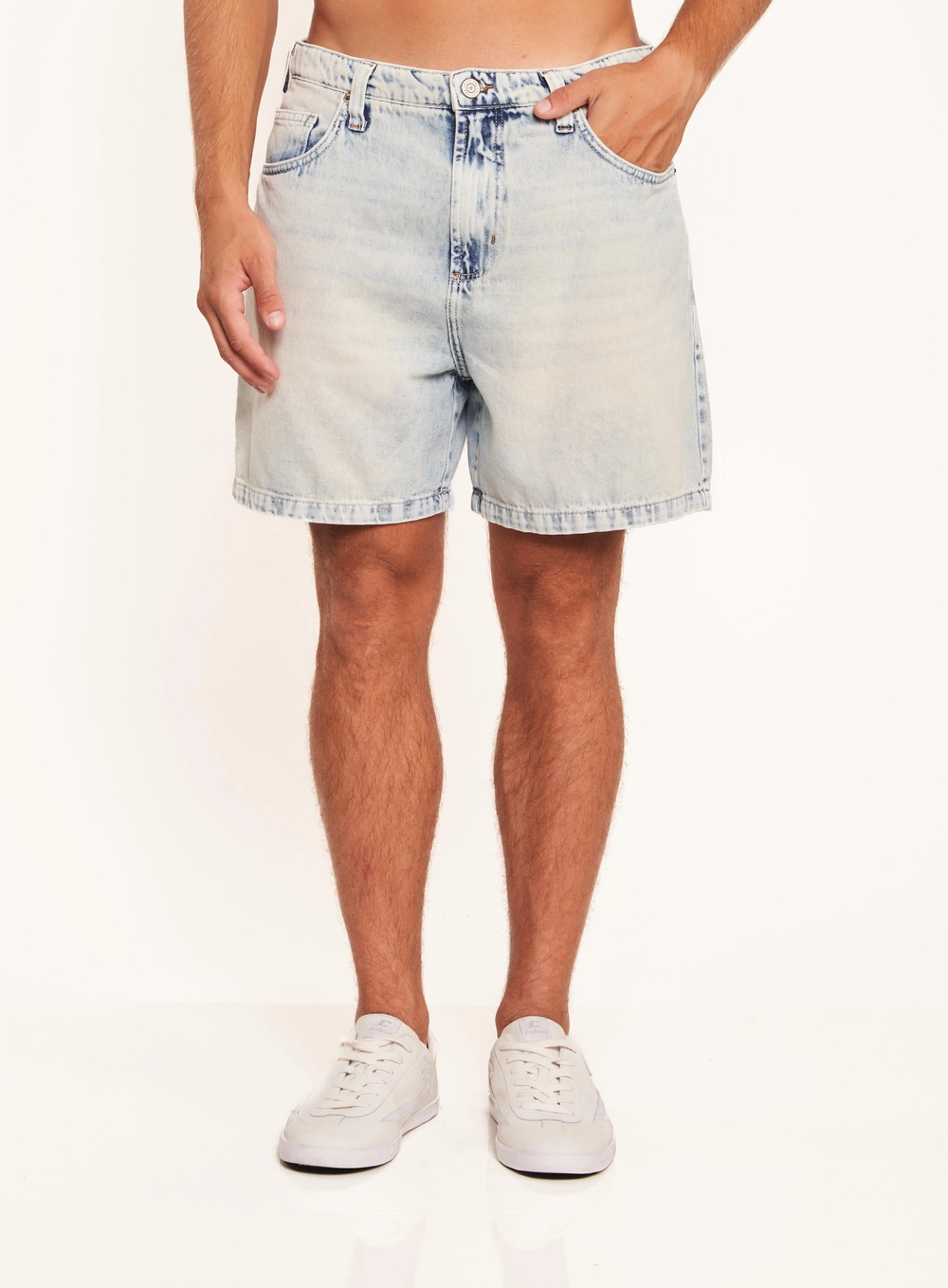Bermuda Masculina Jeans Comfort Stone Índigo
