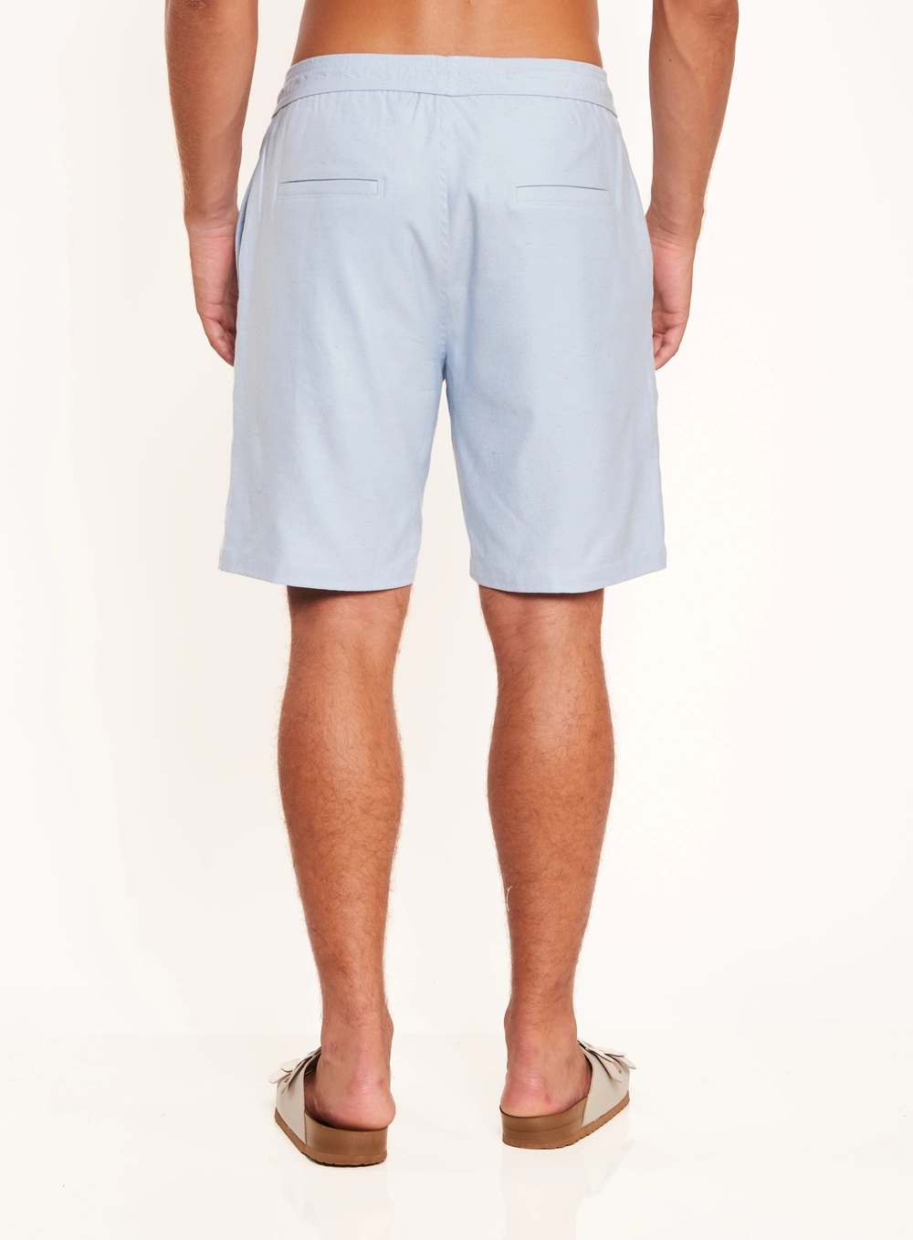 Bermuda Regular Com Cós Elástico E Bolsos Azul