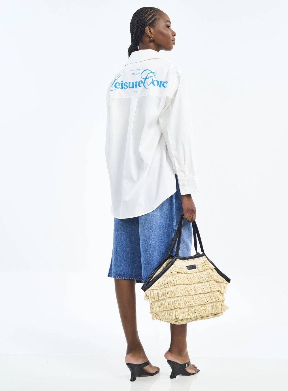 Bermuda Wide Leg Com Bolsos Índigo
