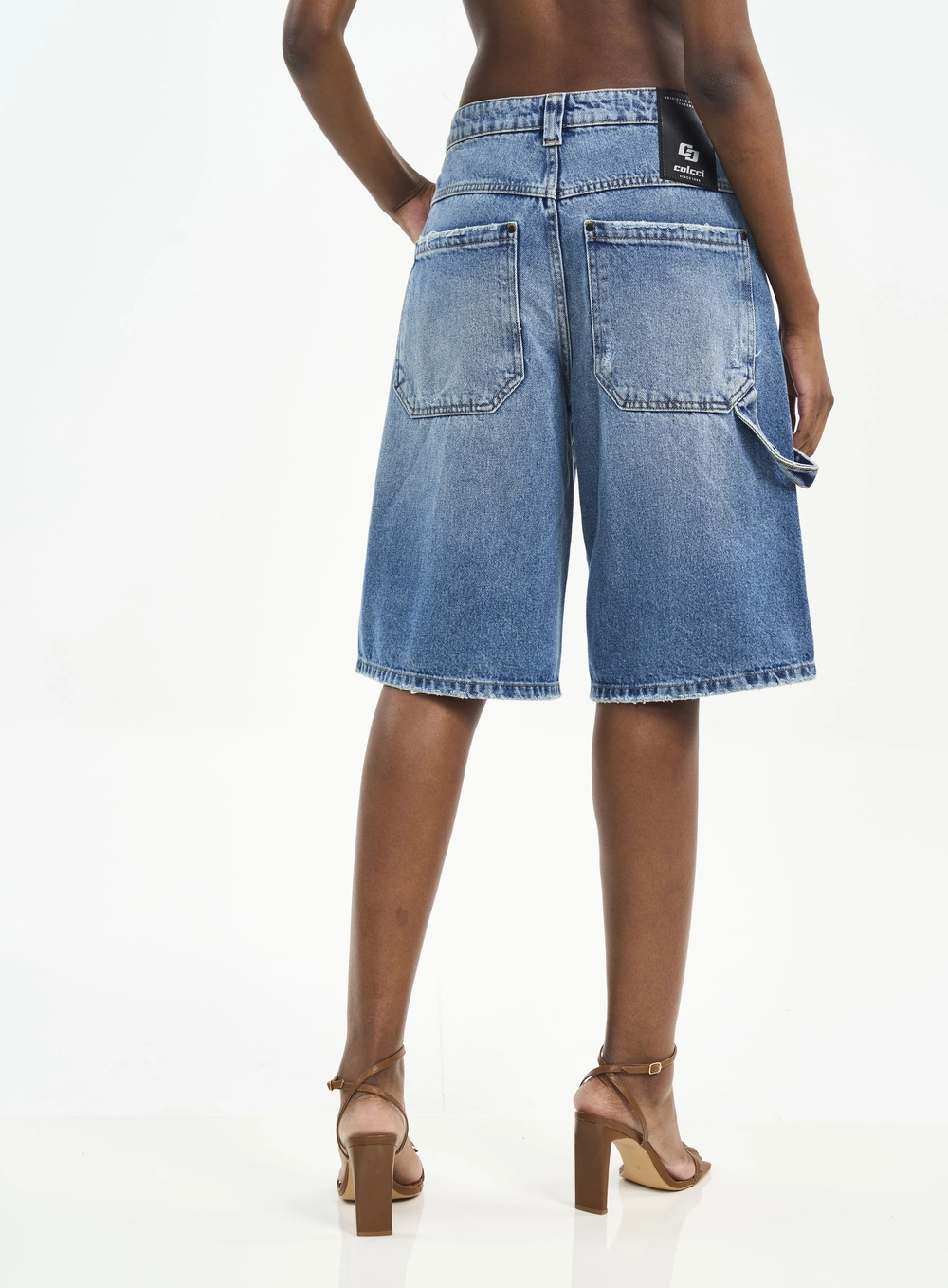 Bermuda Jeans Com Detalhe Utilitário Índigo
