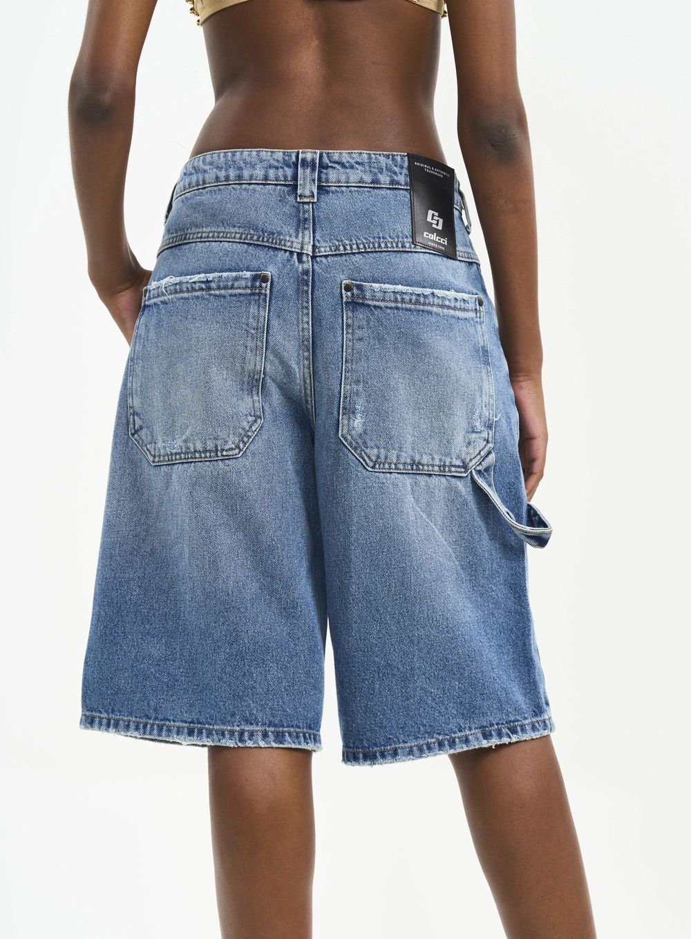 Bermuda Jeans Com Detalhe Utilitário Índigo
