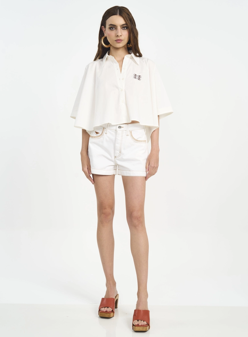 Short Cintura Alta Com Bolsos