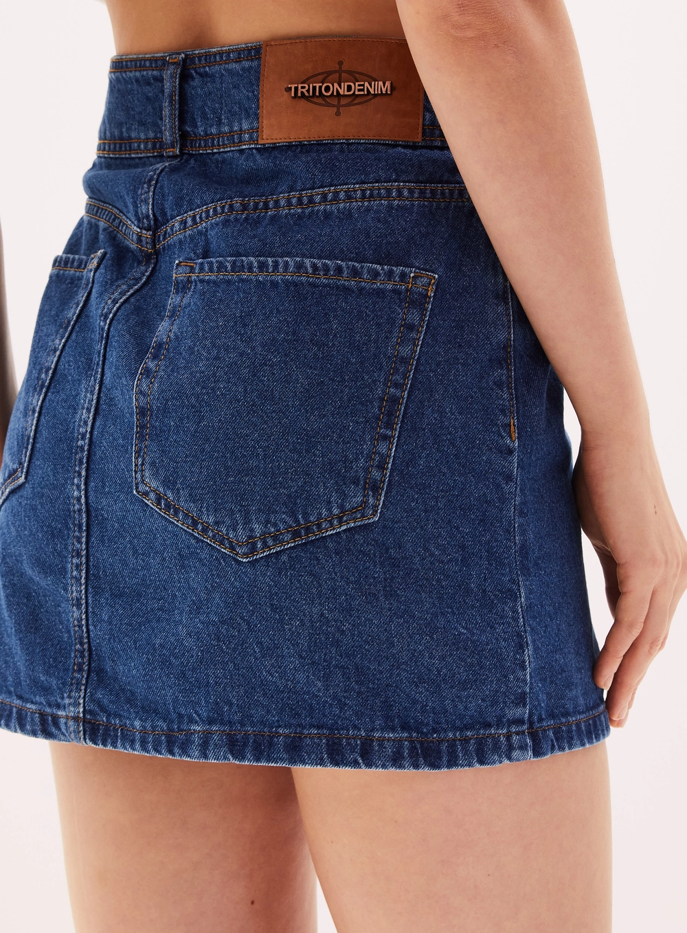 Saia Jeans Curta Feminina Com Bolsos Índigo 3