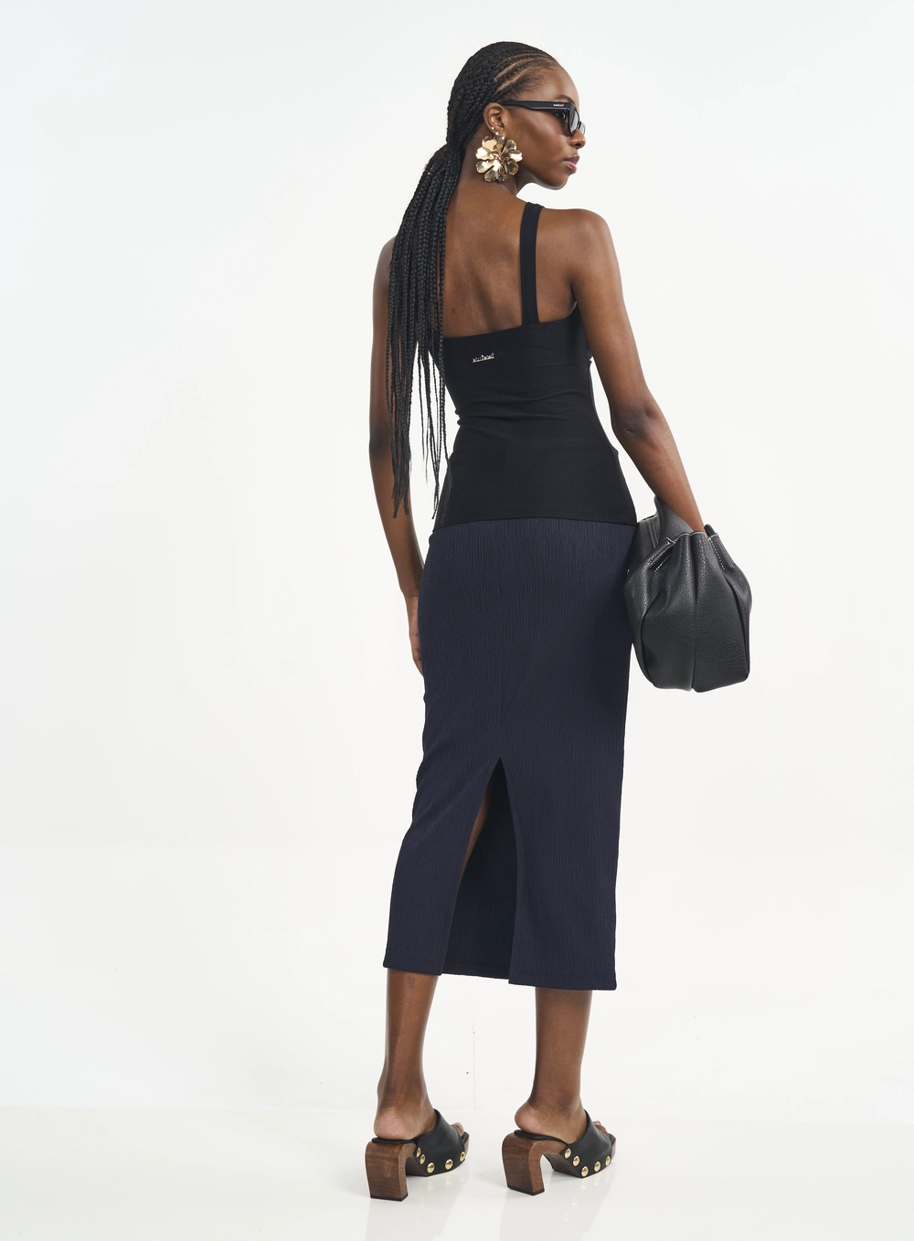 Saia Midi Slim Preto