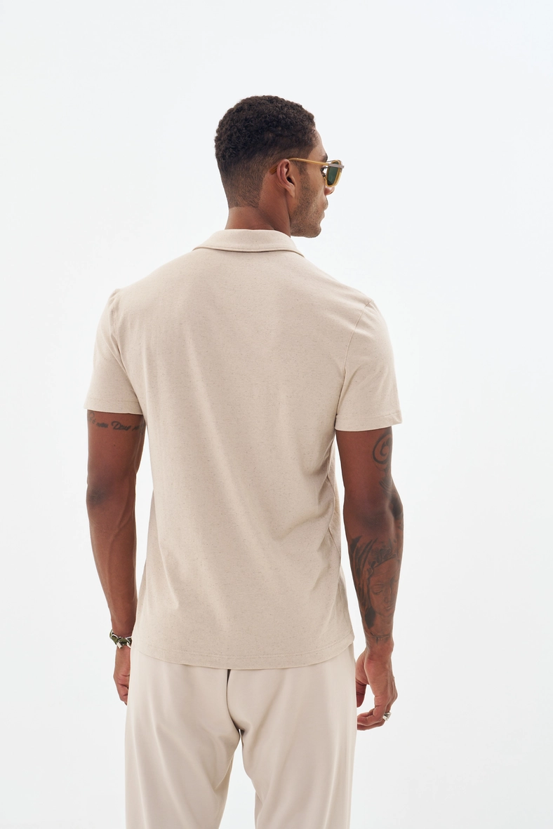 Polo Masculina Gola V Bege 2