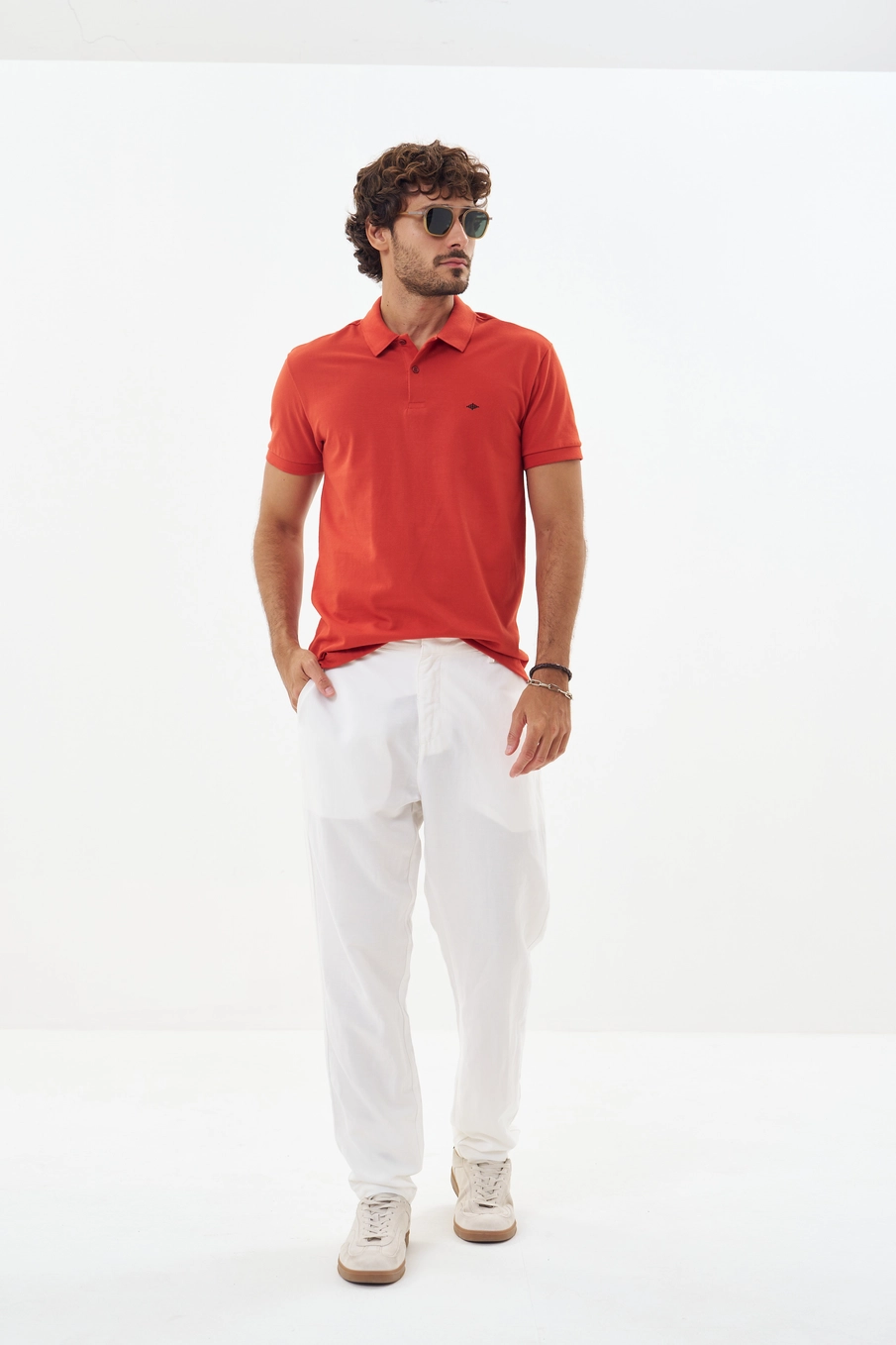 Polo Masculina Com Botões Vermelho 4