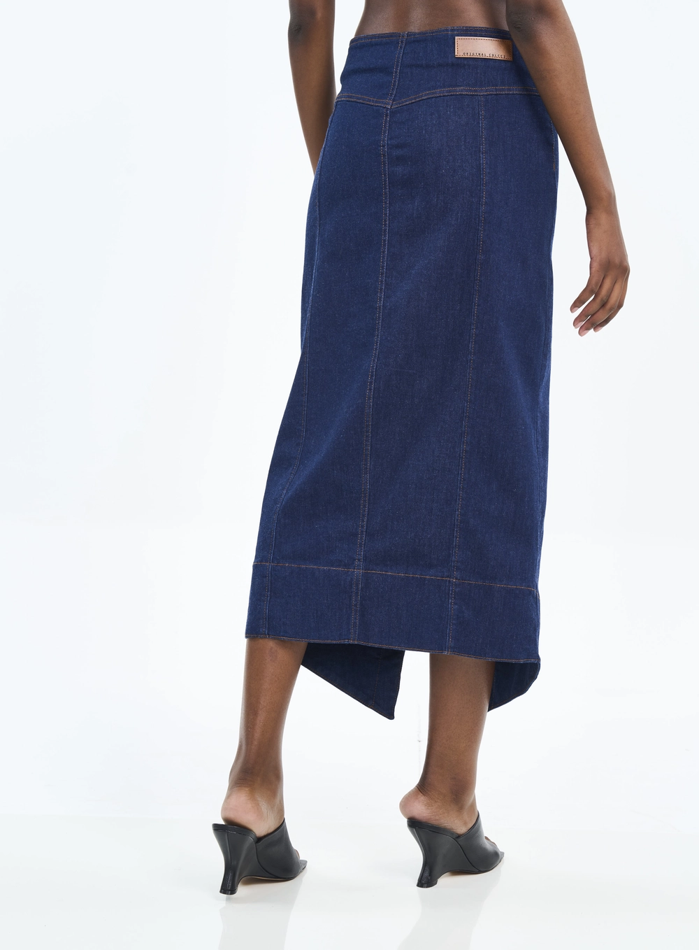 Saia Midi Jeans Com Fenda E Transpasse Índigo