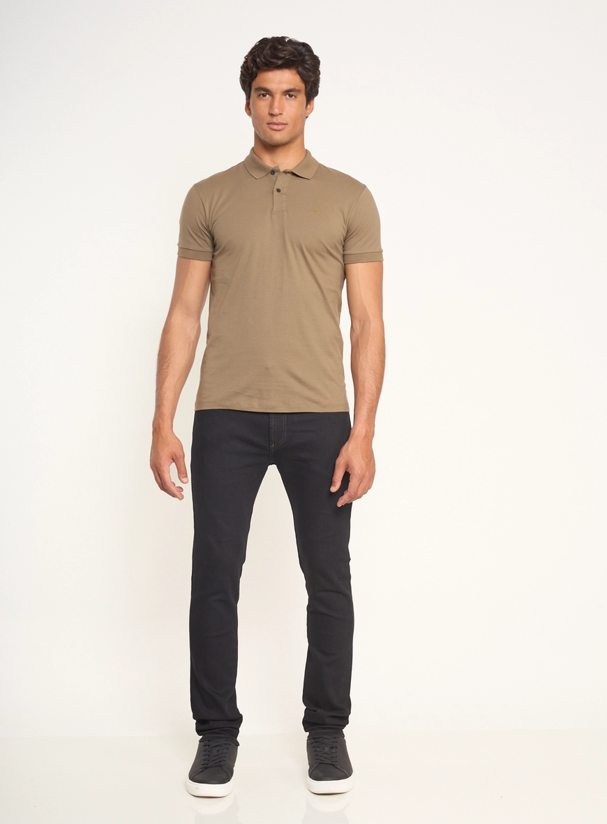 Polo Masculina Básica Com Logo Bordado