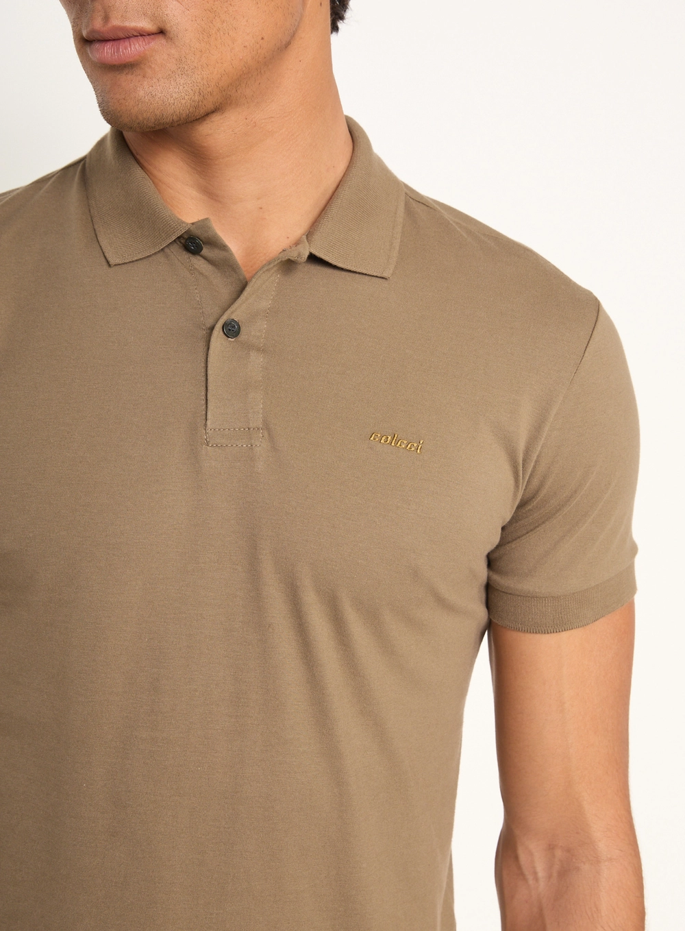 Polo Masculina Básica Com Logo Bordado Verde Biosphere