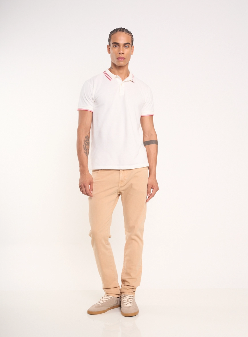 Polo Masculina Com Frisos E Botões