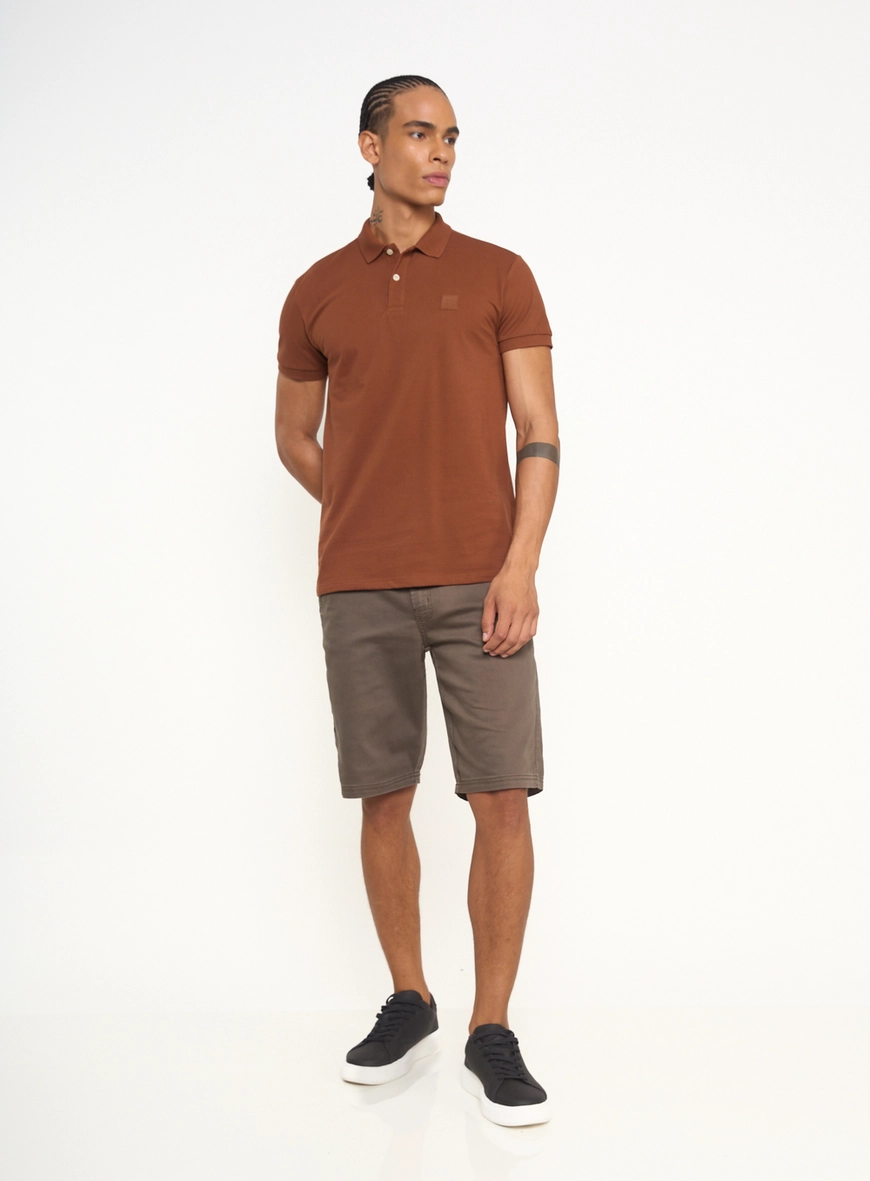 Polo Masculina Com Patch De Logo