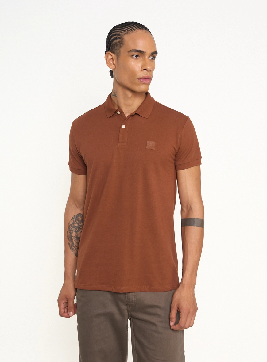 Polo Masculina Com Patch De Logo
