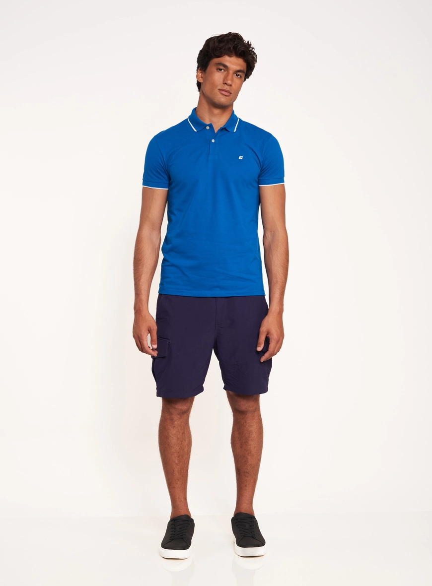 Polo Masculina Com Frisos Contrastantes