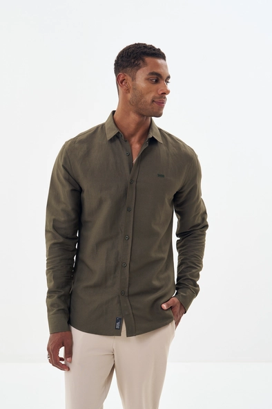 Camisa Masculina Manga Longa Com Botões