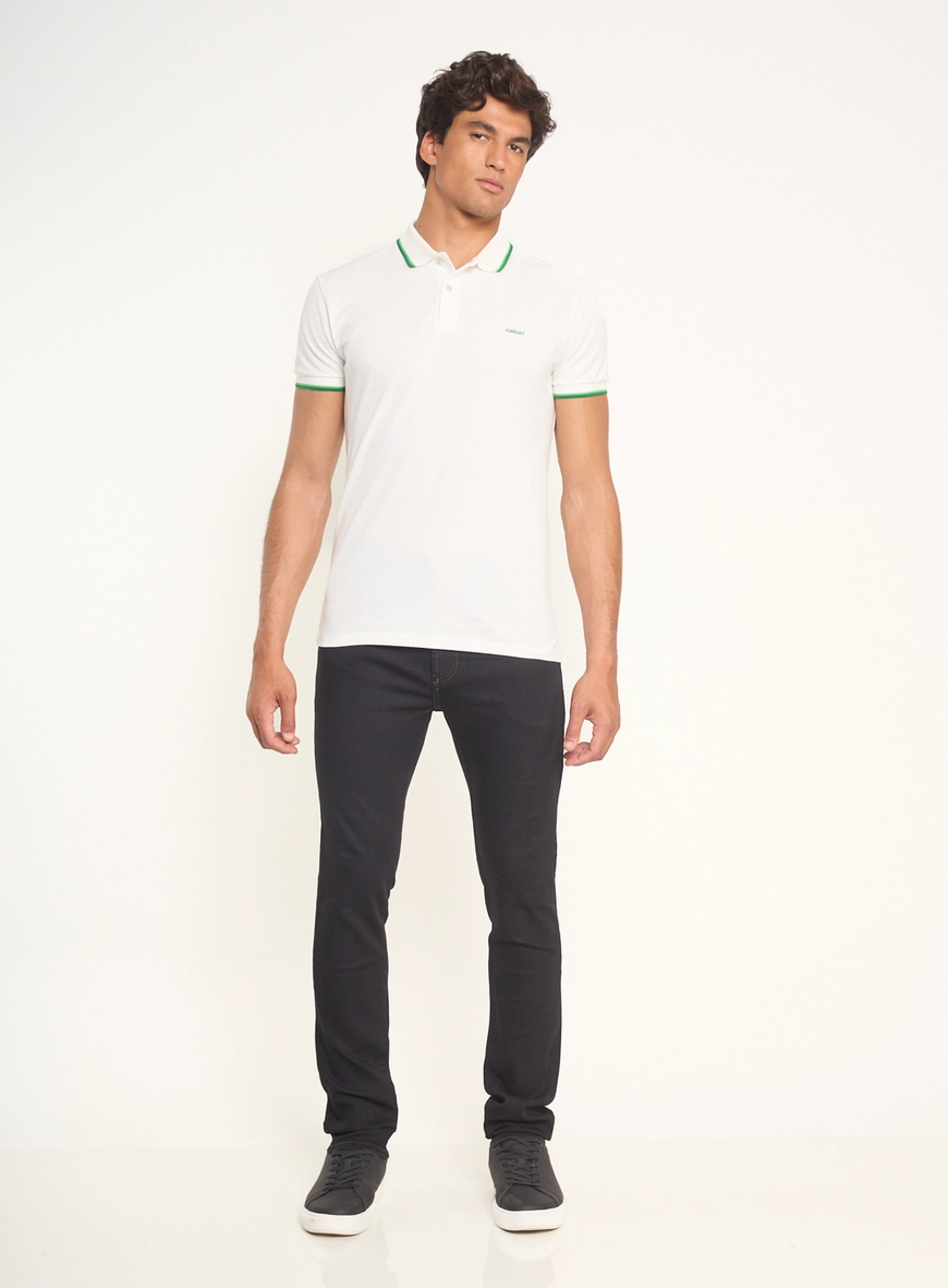 Polo Masculina Com Frisos Contrastantes