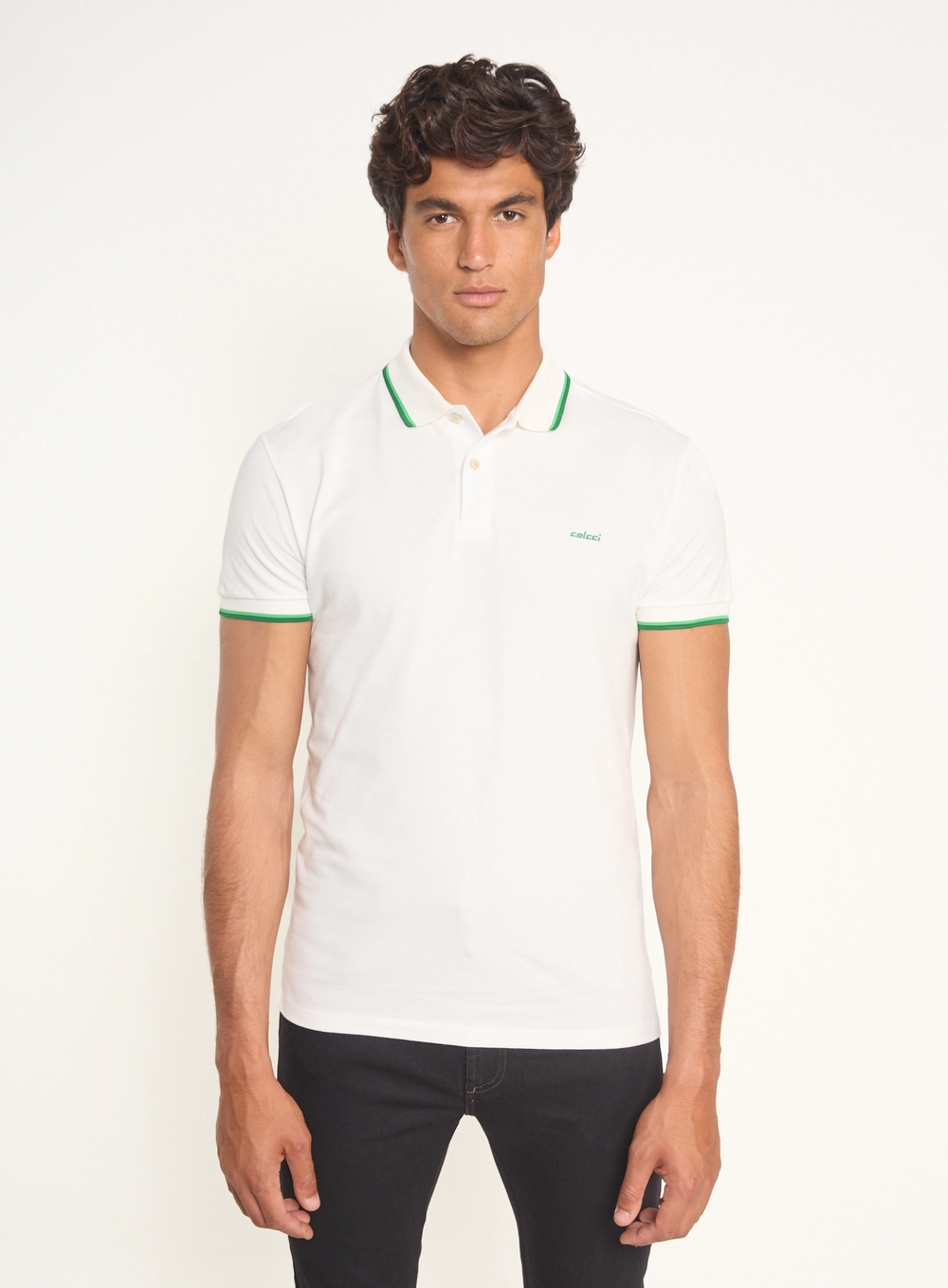 Polo Masculina Com Frisos Contrastantes Off Shell