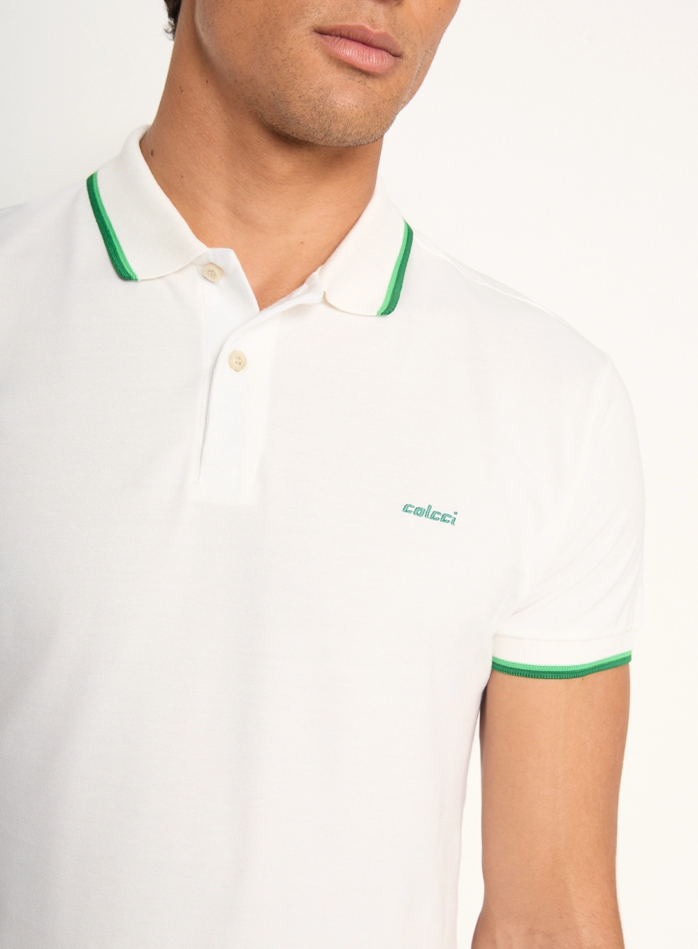 Polo Masculina Com Frisos Contrastantes Off Shell